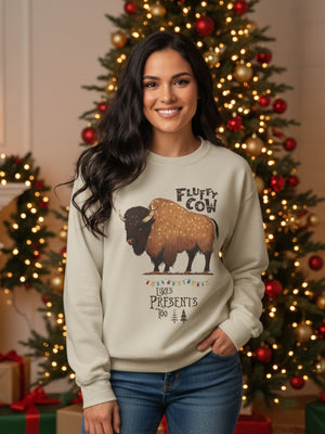 Fluffy Cow Christmas Sweatshirt